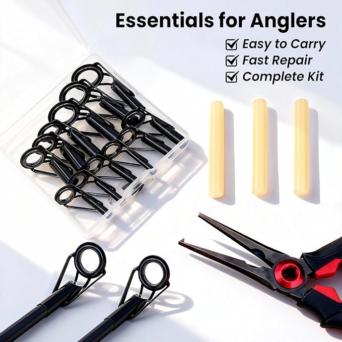FishTrip Rod Tip Repair Kit, 20/60/70/90/230pcs Fishing Rod Tips Replacement Kit Stainless Steel Ceramic Guides Ring Fishing Pole Eyelets Repair Kit
