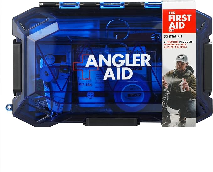Angler Aid First Aid Kit for Boaters and Onshore Anglers, 53 PCS Tools, Fishing First Aid and Essential Boating Tools and Accessories