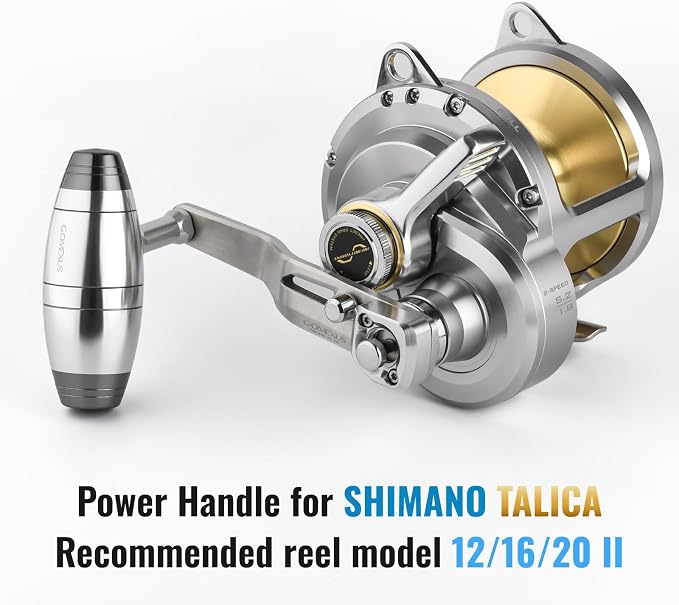 GOMEXUS Power Handle Compatible for Shimano Talica Reels, Heavy Duty Big Game Fishing Reel Handle for Saltwater Trolling Tuna Marlin Swordfish, Conventional Reel Replacement Crank