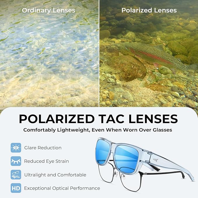 KastKing Chariton Fit-Over Polarized Wrap Around Over Sunglasses for Men and Women, Ideal for Driving Fishing Cycling Running