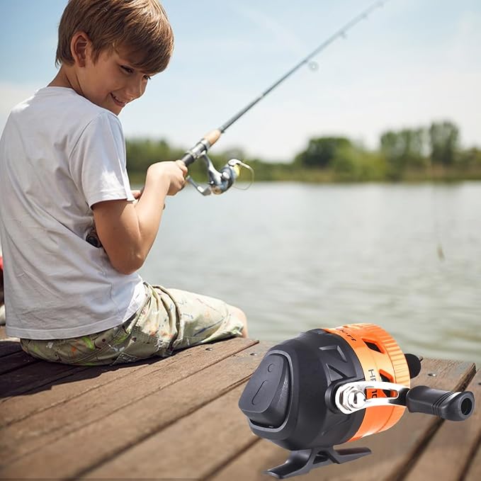 Spincast Fishing Reel, Right Hand Retrieve, Easy to Use Push Button Casting Design for Both Beginners and Kids