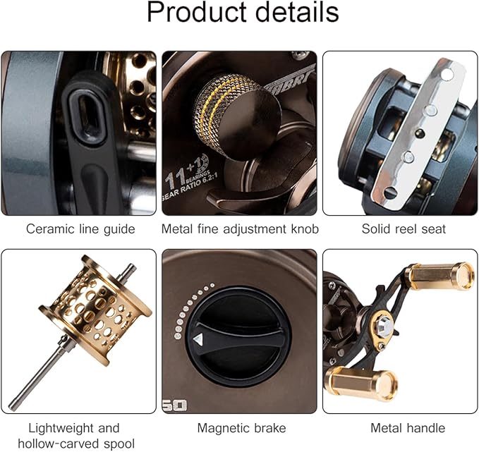 Round Baitcasting Reel 11+1BB 6.2:1 High Speed Saltwater Lure Fishing