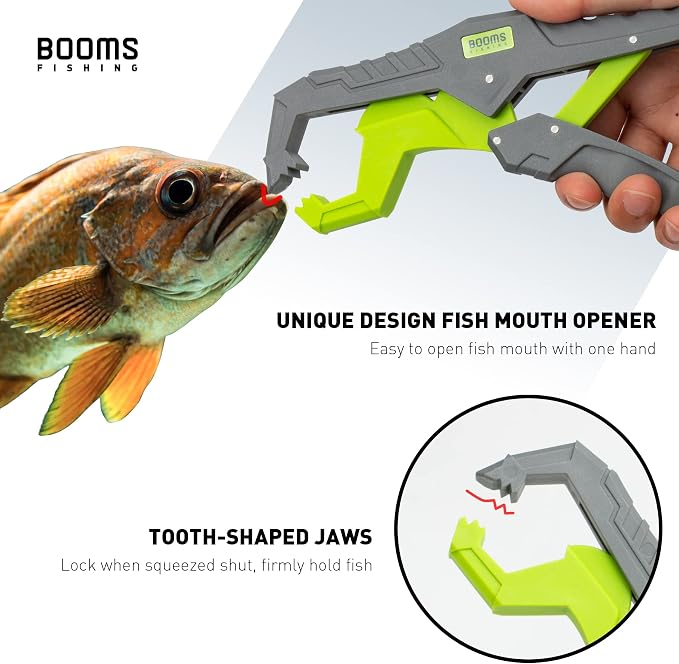 Booms Fishing G05 Lip Gripper Saltwater, 9.4" Plastic Catfish Grippers Pliers, Grabber Tool With Lanyard, Grips for Kayak Fishing Accessories, Great Holder for Caught Fish