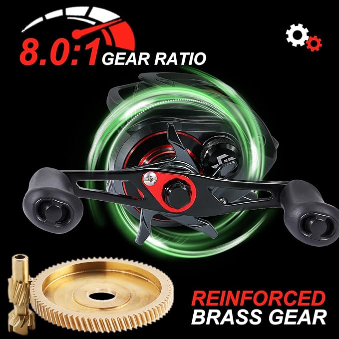 Sougayilang Baitcasting Fishing Rod and Reel Combo, Medium 6'/7' Low Profile with SuperPolymer Handle (2 Pieces 7ft Left)
