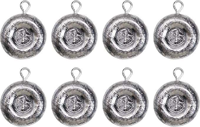 Disc Sinkers Lead Coin Weights Flat Round Sinker for Surf Drifting River Trolling Catfishing Fishing Pancake Sinkers and Weights 3/4oz - 8oz