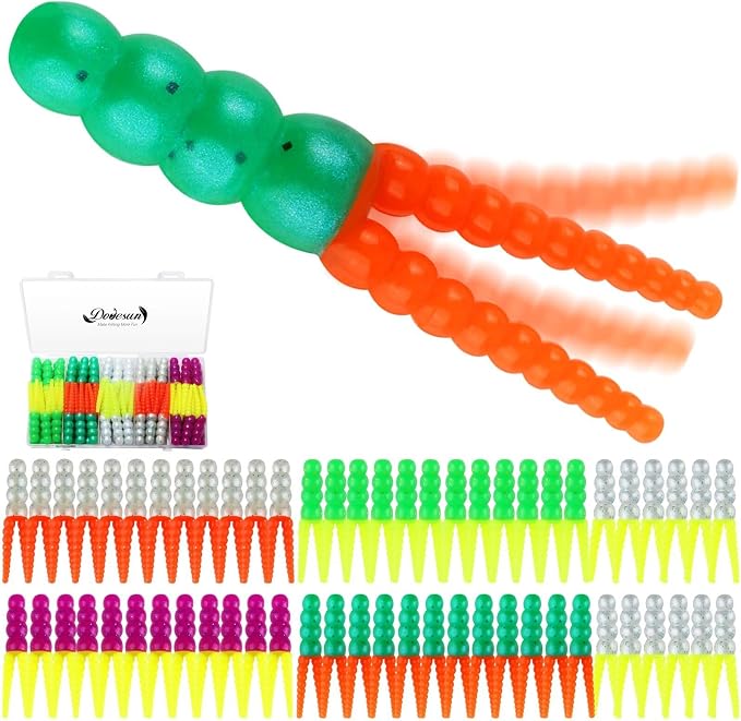 Dovesun Crappie Lures Kit Fishing Soft Plastic Lures Crappie Walleye Trout Bass Fishing Baits Fishing Grub Worms Minnow Paddle-Tail Split-Tail Grub Swimbaits 50-100Pcs with Tackle Box