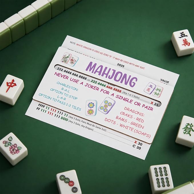 4 Pack Mahjong Line Reader with Rules, Wooden 2026 Mahjong Line Finder, Instructions for Beginners, Mah Jongg Accessories, Mah Jongg Gifts for Women