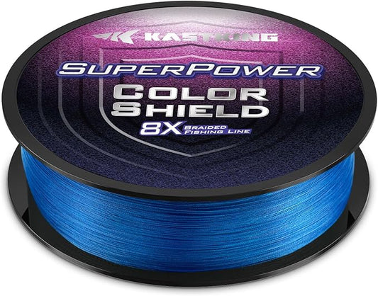 KastKing Superpower ColorShield Braided Fishing Line - Colorfast Braided Line, 100% Solution Dyed UHMWPE Fiber, Smooth & Strong Superline, Near Zero Stretch, Sensitive, High Abrasion Resistance