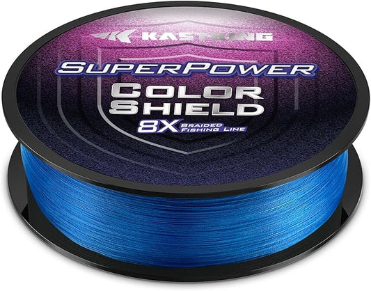 KastKing Superpower ColorShield Braided Fishing Line - Colorfast Braided Line, 100% Solution Dyed UHMWPE Fiber, Smooth & Strong Superline, Near Zero Stretch, Sensitive, High Abrasion Resistance