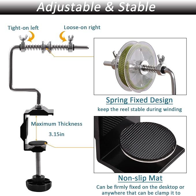 Fishing Line Spooler Winder, Adjustable Fishing Reel Spooler Spooling Station for Spinning Casting Reels