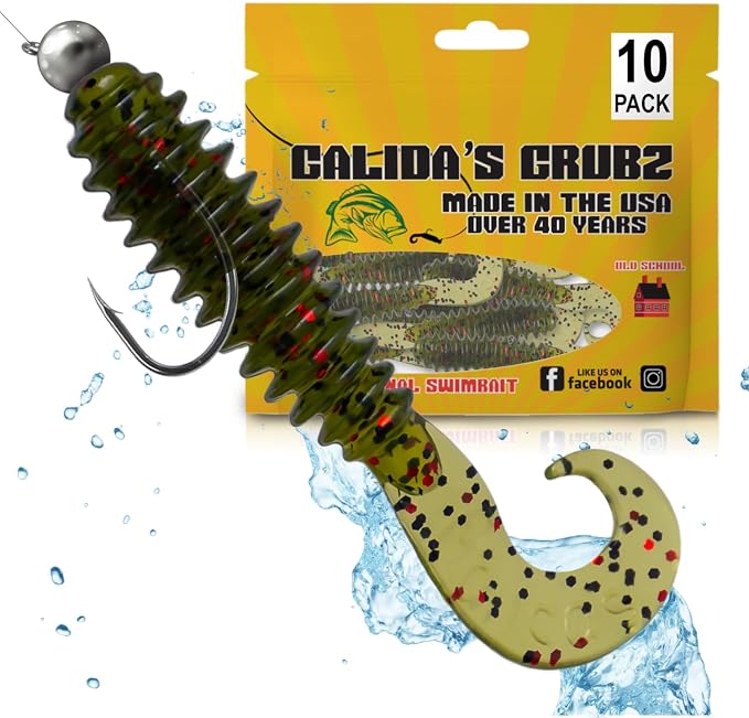 Galida's Grubz Soft Plastic Fish Bait Lures for Fishing | Fishing Bait Lure with Deep Ribs | Great for Beginners and Advanced Fishermen