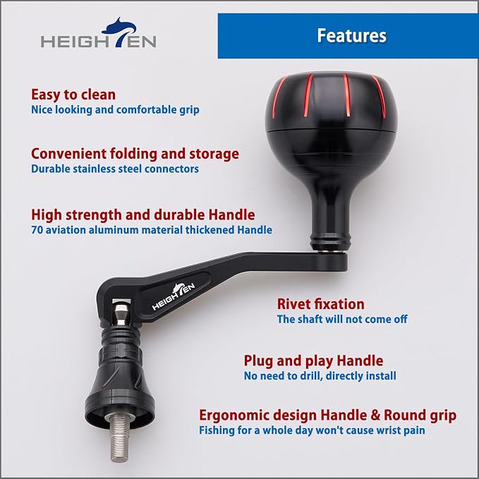 HEIGHTEN Fishing Reel Handle for Penn Spinfisher VI/Slammer III IV/Battle II III DX/Pursuit III IV/Fierce II III