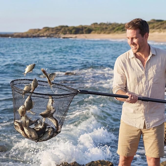 VEVOR Fishing Net, Landing Nets with Telescopic Handle Lightweight and Stronger Fish Gear, Durable and Fish-Friendly, for Kayak, Boat, Bank, Pond