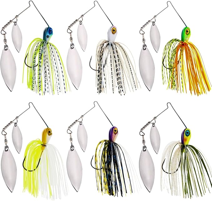 Reaction Tackle Tungsten Spinner Bait Spinnerbait - Double Willow Blade Bass Fishing Lure - Compact Profile Heavy Casting 97% Tungsten (2-Pack)