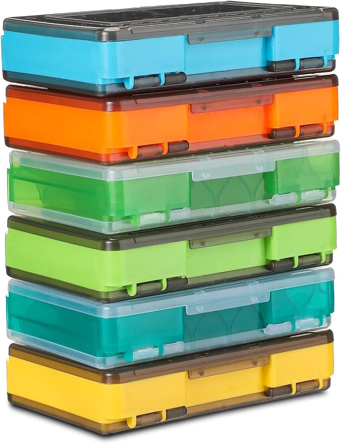 Junkin 6 Pcs Double Sided Fishing Lure Box 12 Compartments Tackle Box Organizers Plastic Waterproof Storage Case Container Visible Tackle Storage Trays for Bait Squid Jig Minnows Hooks