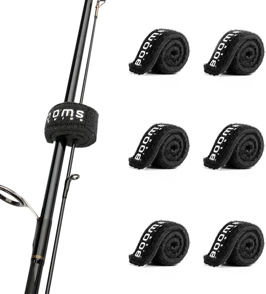 Booms Fishing RS3 Fishing Rod Wrap Pole Straps， Hook & Loop Fishing Rod Belts, Fishing Rod Ties for Casting Rods, Spinning Rods and Fly Rods