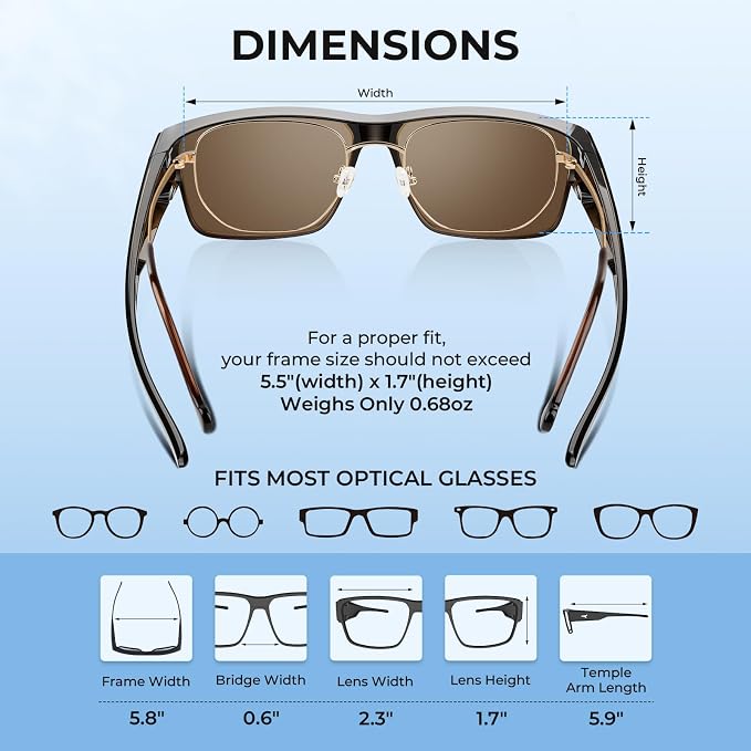 KastKing Molino Fit-Over Polarized Sunglasses,UV400 Protection Ultralight Wraparound Fishing Sports Sunglasses, TAC Lenses