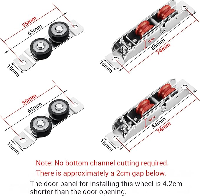 Triple Track Sliding Door Hardware Kit - Heavy-Duty Aluminum Tracks for Closets Cabinet Doors - Adjustable Triple-Panel Bypass, Flush Mount(Color2,150cm)