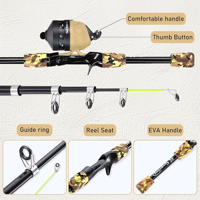 Sougayilang Kids Fishing Rod and Reel Combo,Light Weight Fishing Pole with Spincast Fishing Reel Tackle Bag Lures for Youth,Girls and Boys Good Starter Fishing Kit