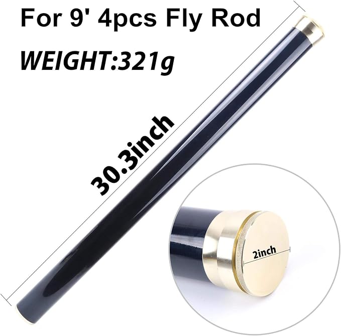 Maxcatch Carbon Fiber Fly Fishing Rod Travel Tube(Case) with Aluminum Cap – fits Any 9ft/10ft 4pcs Fly Rod