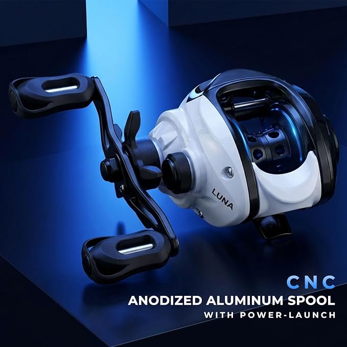 Fishdrops Luna Baitcasting Reels Lightweight & Smooth Design, 12.12 LB Max Drag, Classic Gear Ratio 6.3:1 Low Profile Bait Caster, Anti-Corrosion Baitcasting Fishing Reels