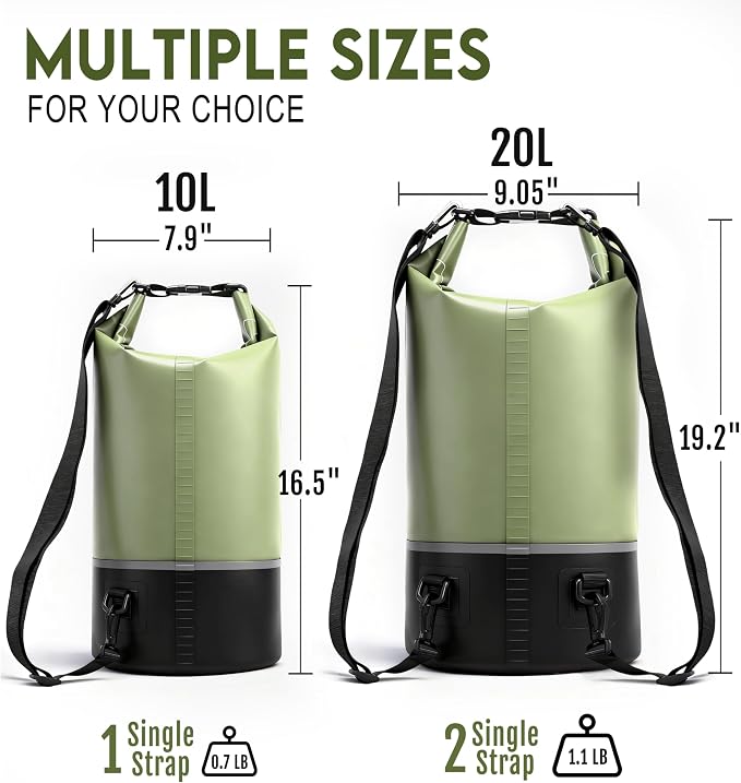 Soulsfeng Waterproof Dry Bag Roll Top Lightweight Dry Backpack for Boating, Kayaking, Travel, Beach, Swimming, Hiking & Camping - Floating Dry Sack with Adjustable Shoulder Straps 20L