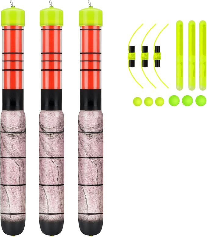 QualyQualy Lighted Fishing Floats for Catfish, 3-5PCS Fishing Pole Floats Glow in Dark Fishing Bobber with Glow Sticks for Freshwater Saltwater