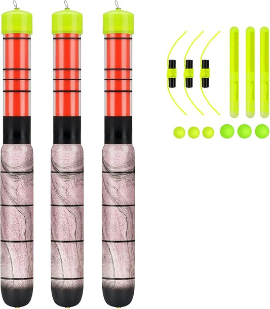 QualyQualy Lighted Fishing Floats for Catfish, 3-5PCS Fishing Pole Floats Glow in Dark Fishing Bobber with Glow Sticks for Freshwater Saltwater