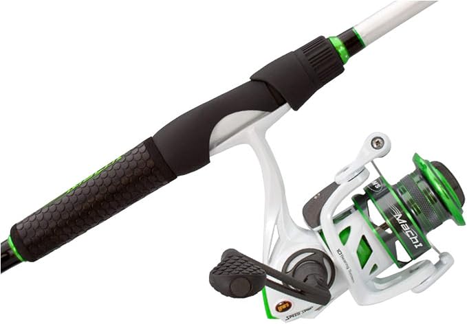 Lew's MACH 1 Spinning Reel and Fishing Rod Combo, IM8 Graphite Blank Fishing Rod, Right or Left-Hand Retrieve, Split Grip Winn Dri-Tac Handle, White