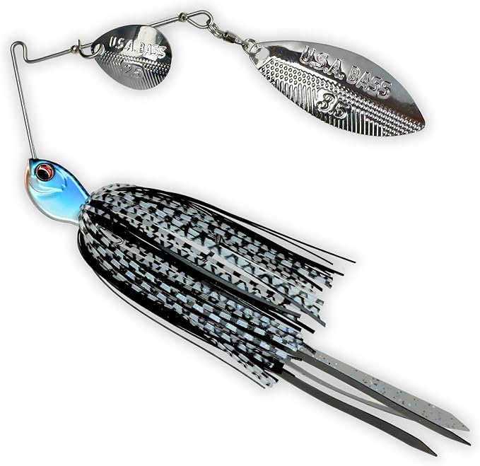 USA BASS Tackle Apache Attack Spinnerbait Type II Largemouth Smallmouth Spotted Bass Premium Fishing Bait Handtied Skirt Custom Blades Heavy Duty Hook New for 2025