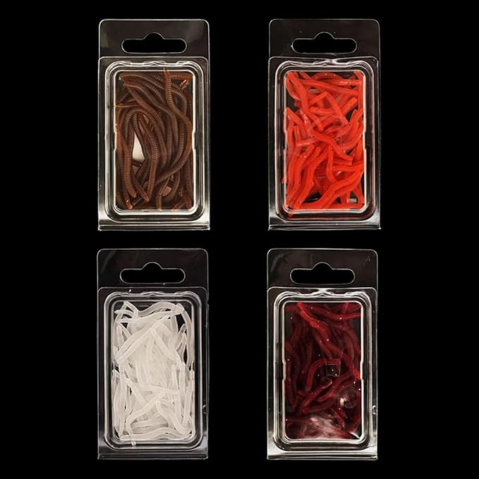 20 / 50pcs Fishing Soft Lure Trout Worm-Earthworm Baits Lifelike-Fake Grub-Worm Soft Fishing Lure Set Swimming