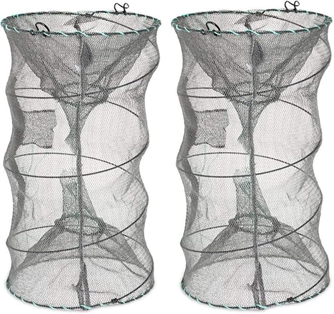 Fishing Bait Trap,2 Packs Crab Trap Minnow Trap Crawfish Trap Lobster Shrimp Collapsible Cast Net Fishing Nets Portable Folded Fishing Accessories,12.6X20.1inches