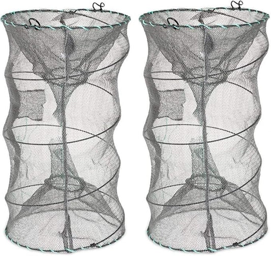 Fishing Bait Trap,2 Packs Crab Trap Minnow Trap Crawfish Trap Lobster Shrimp Collapsible Cast Net Fishing Nets Portable Folded Fishing Accessories,12.6X20.1inches
