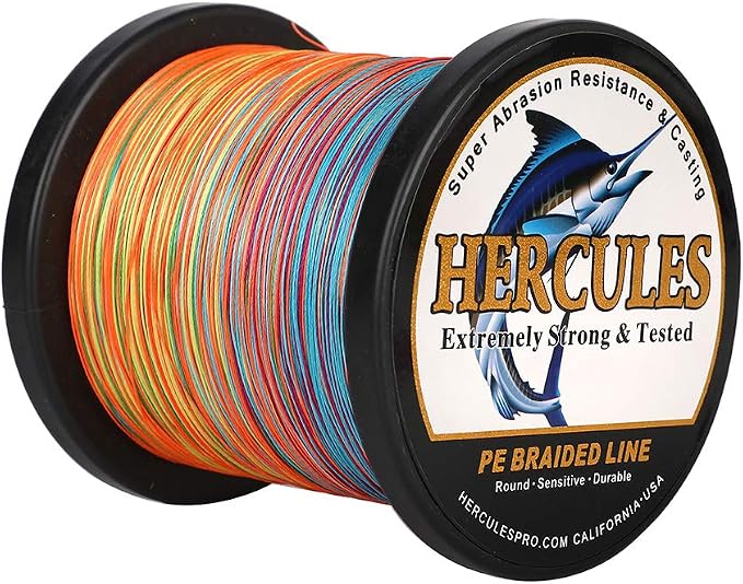 HERCULES Cost-Effective Super Strong 4 Strands Braided Fishing Line 6LB to 100LB Test for Salt-Water, 109/328 / 547/1094 Yards (100M / 300M / 500M / 1000M), Diam# 0.08MM - 0.55MM, Hi-Grade