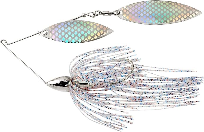 War Eagle Custom Lures Nickel Frame Double Willow Spinnerbait Firecracker Skirt 3/8 oz.
