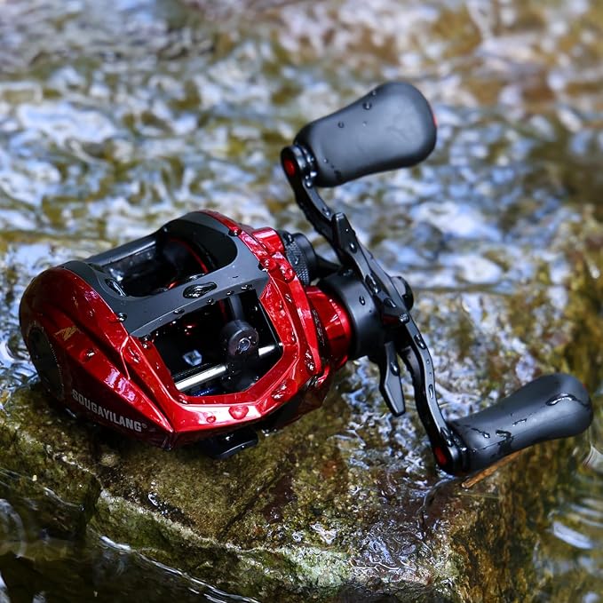 Sougayilang Baitcasting Fishing Reel, 8:1 High Speed Gear Ratio Super Smooth and Powerful Low Profile Baitcaster Reel with Maganic Brake System for Freshwater,Saltwater
