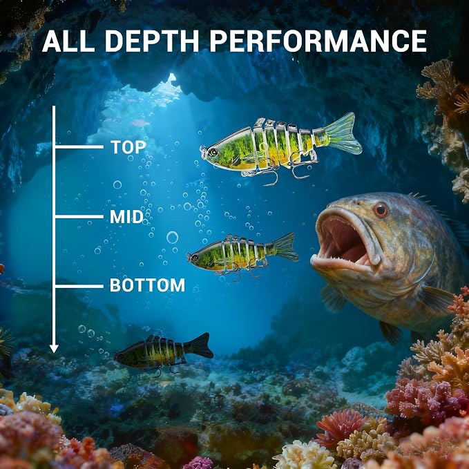 Keenjorika Fishing Lures Multi Jointed Fish Fishing Kits, Slow-Sinking Lifelike Segmented Swimbait Crankbaits, Realistic Swimming Action for Bass, Trout, Pike & Walleye, Freshwater and Saltwater