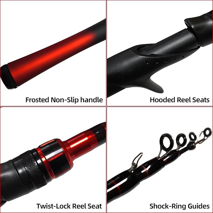 Kilitn Fishing Rod and Reel Combo, Baitcasting Combo Baitcast Reel 5 Foot Durable Fiberglass Telescopic Rod with Fishing Line Full Kits Comfortable Handle