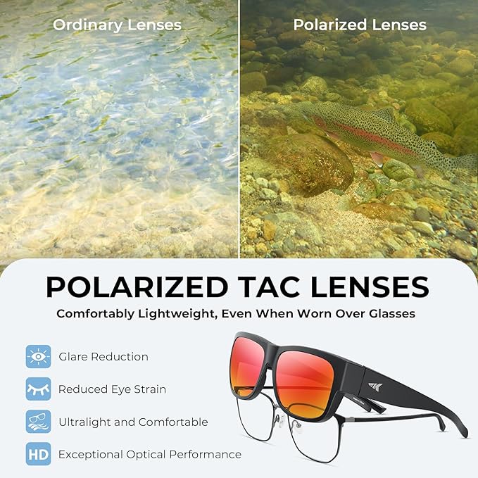 KastKing Chariton Fit-Over Polarized Wrap Around Over Sunglasses for Men and Women, Ideal for Driving Fishing Cycling Running
