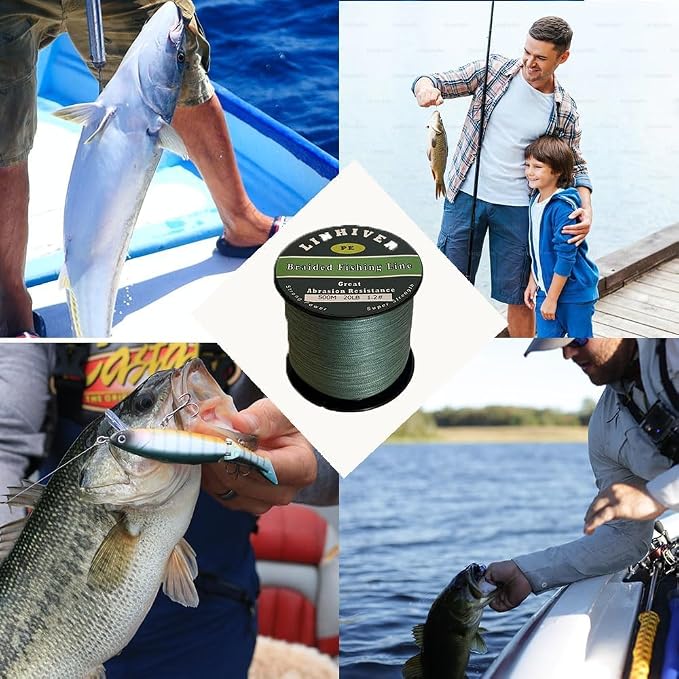 Braided Fishing Line, Strong Power, Great Abrasion Resistance, Thin Diameter, No Stretch, Low Memory and High Sensitivity(164/328/547/1093Yds) 10/15/20/30/40/50/60/70/80/100LB,4/8 Strands