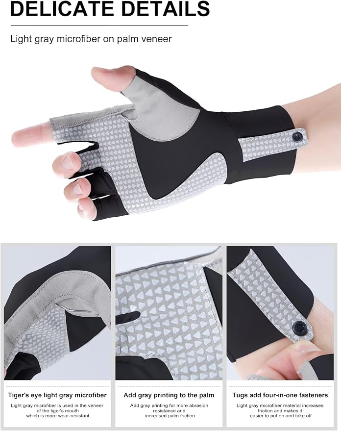 Fishing Gloves, Lightweight Non-Slip Fingerless Gloves,Hook Loop, UPF 50+ Sun Protection,for Unisex Fishing
