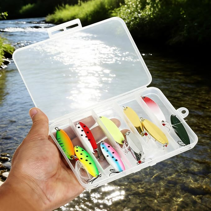 Metal VIB Spinner Blade Baits: 10pcs Blade – Bass & Trout Fishing Lures with Treble Hooks, High-Flash Vibration Hard Baits for Perch Walleye Pike Freshwater Saltwater