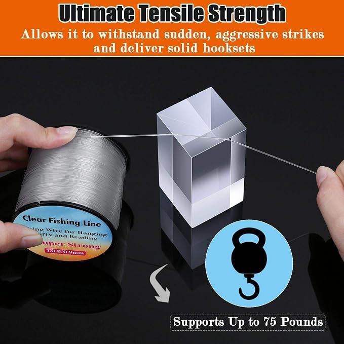 Strong Fishing Line Clear, Acejoz Fishing Wire 0.3mm, 0.45mm, 0.8mm Invisible Hanging Wire Nylon String Heavy Duty Monofilament Line for Hanging Decoration Balloon Garland Crafts