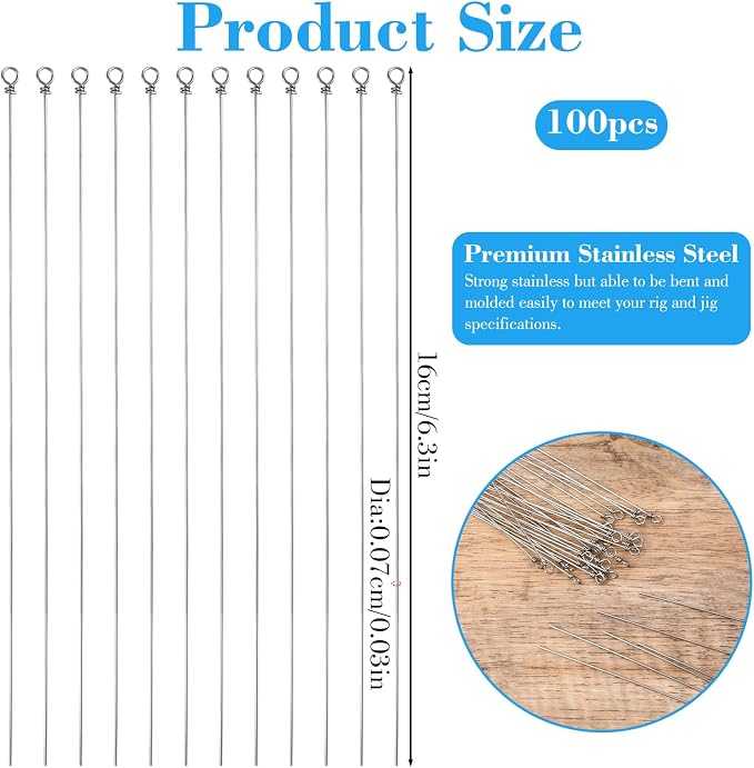 100PCS Fishing Wire Spinner, Stainless Steel Lure Making Supplies Kit for Hanging Fishing Spinners Rigs for Crafts