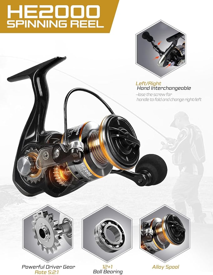 Fishing Pole Kit, Carbon Fiber Telescopic Fishing Rod and Reel Combo with Spinning Reel, Line, Bionic Bait, Hooks and Carrier Bag for Adult Teens Beginners