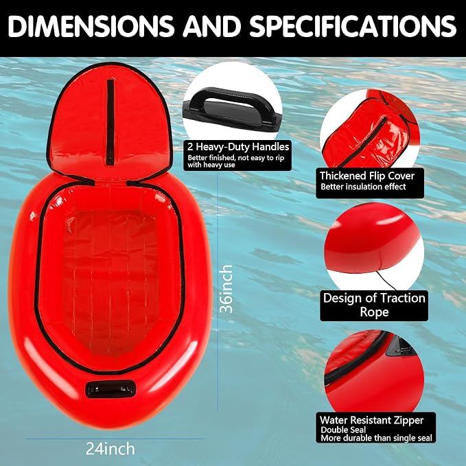 WILLBOND Inflatable River Floating Cooler Tow Behind, 38 Qt Insulated Heavy Duty PVC Kayak Floating Cooler with Handle for Outdoor Kayaking Rafting Boating Fishing and River Tubing