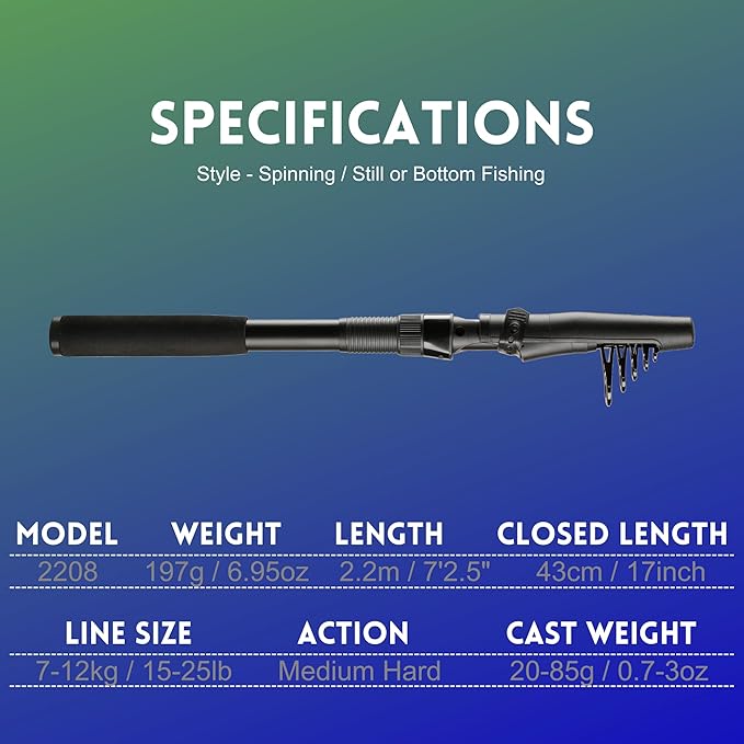 Whistytwig Carbon Fiber Telescopic Fishing Rod - Portable Collapsible Design for Travel and Adventure - Versatile Saltwater and Freshwater Fishing Pole