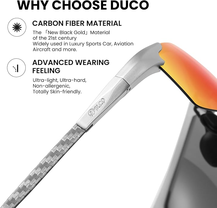 DUCO Polarized Sunglasses Mens Ultralight Carbon Fiber Sun Glasses for Men Driving Sports Fishing UV400 Protection DC8277