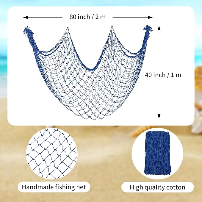 2 Pack Fish Net Decorations for Party
