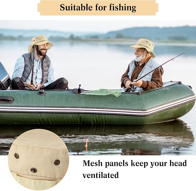 Xtinmee 10 Pcs Bucket Hat Bulk Safari Hat Wide Brim Boonie Hiking Fishing with Chin Strap for Women Men Adult Summer
